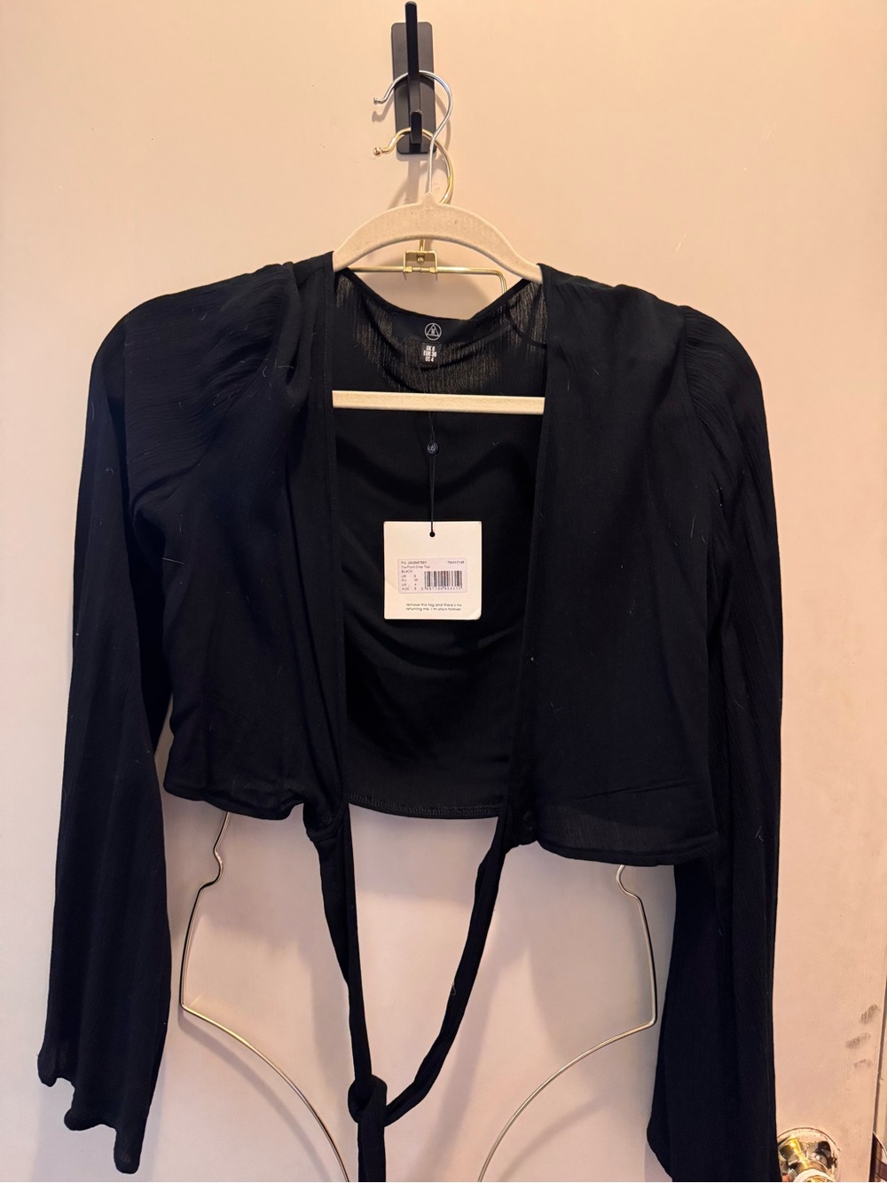 Missguided Black Tie-Front Cropped Bolero Top